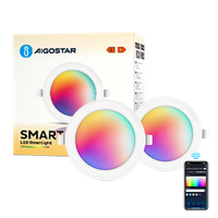 aigostar 15w inteligente downlight led techo emportrable foco led o145mm x 255mm redondo ultradelgado wifi app control rgb y blanco regulable 2700-6500k compatible con alexa y google 2 pack