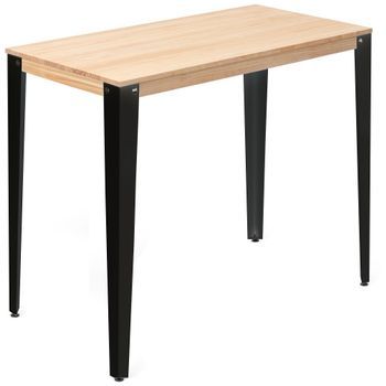 Mesa Lunds Alta 60x120x110cm Negra En Madera Maciza De Pino Acabado Natural Estilo Nórdico Industrial Box Furniture