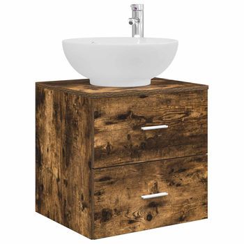 Vanidad Con Lavabo De Pared Roble Ahumado 49,5 X 44,5 X 66,5 Cm Vidaxl