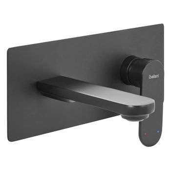 Grifo Monomando De Latón Empotrado Para Lavabo En Pared Negro Chungara