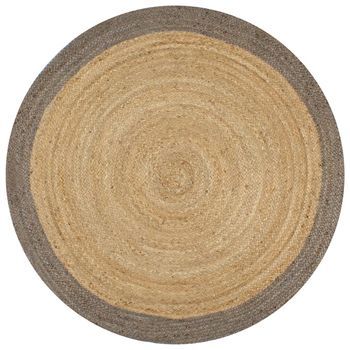 Alfombra Hecha A Mano De Yute Con Borde Gris 120 Cm Vidaxl