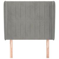 cabecero cama mueble de dormitorio con orejas de terciopelo claro 83 x 23 x 118128 cm gris m020003852