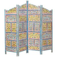 biombo de madera artesanal multicolor 50x25x180h cm