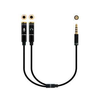 Cable Jack 3,5mm 4C A 2 Jack 3,5mm Hembra MIC/AUR (30 Cm.)