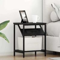 set de 2 mesitas de noche - mueble de dormitorio - madera y acero - roble negro 38x30x48cm