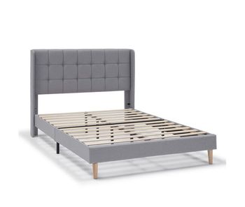 Estructura de cama tapizada esther 135/140x190 cm, gris claro