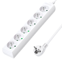 aigostar regleta alargador de 6 enchufes 16a 2p  e con cable de 5 metros e color blanco