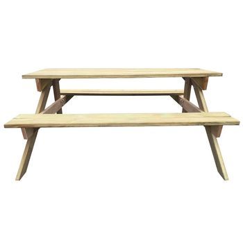 Mesa De Picnic | Mesa De Camping | Mesa De Jardín De Madera De Pino 150x135x71,5 Cm