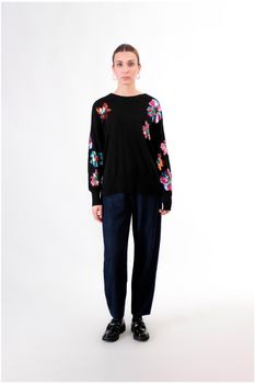 jersey con bordado de lentejuelas black