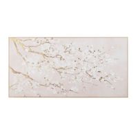 cuadro impreso y pintado en tonos beige y dorado 132 x 67 cm