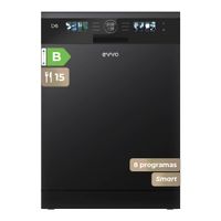 lavavajillas evvo d6 60cm 15 cubiertos clase b apertura auto luz uv blanco inox y negro