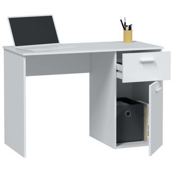 Mesa Escritorio Just Color Blanco Oficina Juvenil Estudio 1 Cajón 1 Puerta 73x108x50
