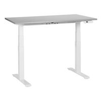 escritorio de altura regulable electrico oficina moderna patas cuadradas 120 x 72 cm tablero gris soporte de acero blanco destines