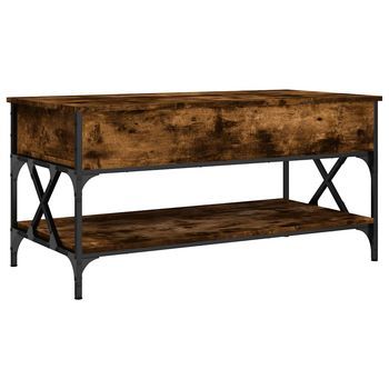 Mesa De Centro 100x50x50 Cm Madera Y Metal Trabajados - Marrón