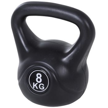 HOMCOM Kettlebell de 8kg para Fitness y Deporte en PVC con Arena Mango Liso Antideslizante   Aosom España