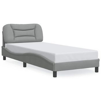 Estructura De Cama Con Cabecero De Tela Gris Claro 80x200 Cm