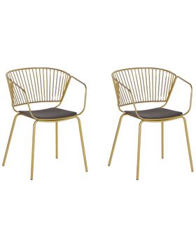 Conjunto de 2 sillas de comedor  metal dorado