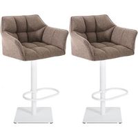 juego de 2 taburetes de bar damaso con tapizado de tela marron tierra 45x64x88 cm clp