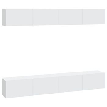 Muebles De Tv 4 Piezas Blanco 100x30x30 Cm Vidaxl