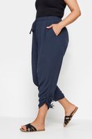 yours pantalones azul marino capri con bajos fruncidos mujer curvy y tallas grandes yours