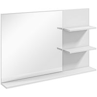 kleankin espejo de bano a pared con 2 estantes laterales y estante inferior en mdf y vidrio 75x10x48 cm blanco   aosom espana