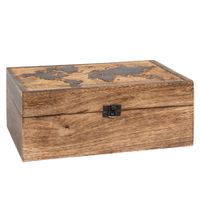 caja de mango con mapa mundi