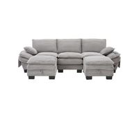 sofa modular 3 plazas - asiento ancho diseno ergonomico espuma de alta densidad puerto usb-c y bolsillos laterales - gris claro
