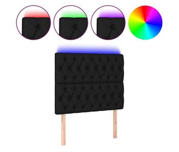 Vidaxl cabecero con luces led tela negro 90x7x118/128 cm
