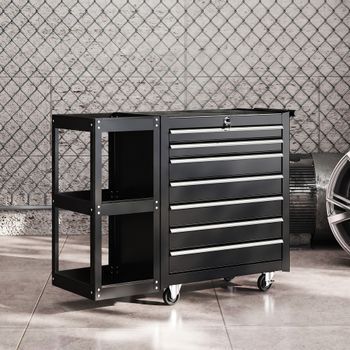 Carro De Herramientas De Acero Homcom 96x33,5x75 Cm Negro