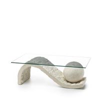 onda - mesa de centro 120 x 70 - transparente en cristal templado beige
