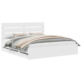 Cama Matrimonial | Cama Para Adulto | Estructura De Cama Con Cajón 180 X 200 Cm Madera Ingenieril