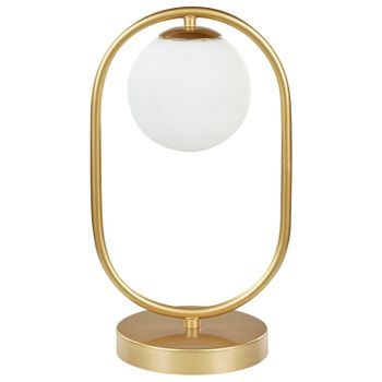 Lámpara De Mesa Moderna De Pie Pantalla Redonda De Vidrio Luz Única Varilla De Metal De Hierro Dorado Yankee