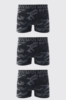 Pack De 3 Bóxers Man Active De Camuflaje Sin Costuras, Negro