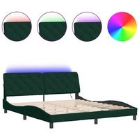 estructura cama con luces led terciopelo verde oscuro 180x200cm