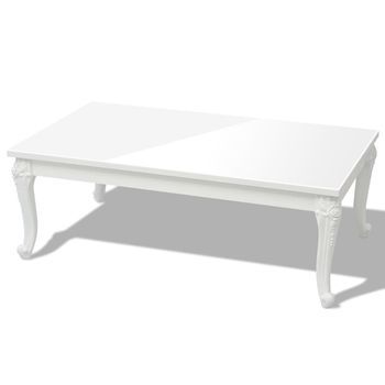 Mesa De Centro 115x65x42 Cm Tablero De Mesa De Mdf (tablero De Fibra De Densidad Media) Y Patas De Plástico - Blanco