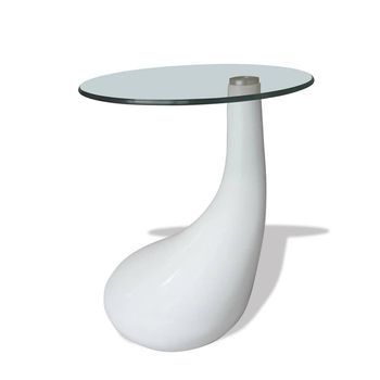 Mesa De Centro Con Superficie Redonda Vidrio Blanco Brillante Vidaxl
