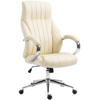 Silla De Oficina Wigan Cuero Auténtico Crema 76x73x120 Cm Clp