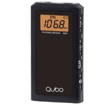 Qubo RD-10 Radio Portátil Digital AM/FM Negra con Auriculares y Presintonías