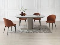 mesa de comedor cristal topo blanco