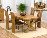 bordeaux 160cm solid oak extending dining table with montreal chairs - cream 4 chairs