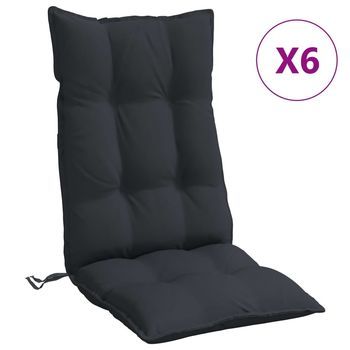 Cojines De Silla Con Respaldo Alto 6 Uds Tela Oxford Negro Vidaxl