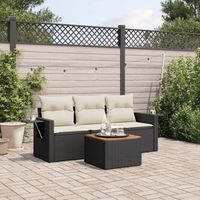 conjunto de sofas jardin 4 uds  mueble jardin mesa y sillas con cojines ratan sintetico negro cfw473115