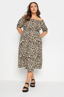 yours vestido bardot beige estampado animal mujer curvy y tallas grandes yours