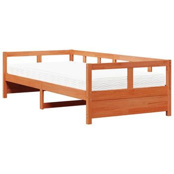 Cama Para Adulto | Cama Individual | Sofá Cama Con Colchón Madera Maciza Pino Marrón Cera 80x200 Cm