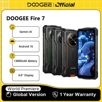 DOOGEE Fire 7 5G teléfono resistente Gemini AI 13000mAh batería 6,6 ''pantalla 64MP cámara dimensión 6300 Android 15 Smartphone NFC