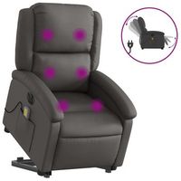 sillon reclinable masaje electrico de pie cuero autentico gris vidaxl
