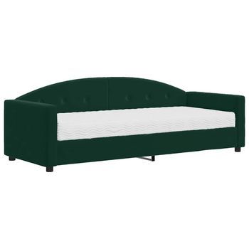 Sofá Cama Con Colchón Terciopelo Verde Oscuro 80x200 Cm Vidaxl