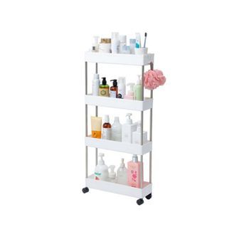 Carrito De Almacenamiento Estrecho Con Ruedas - Unidad Móvil Slim De 4 Niveles Para Cocina, Baño Y Lavandería