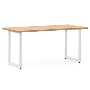 Mesa Comedor Icub Strong Eco 200x80x75cm Blanco En Madera Maciza De Pino Acabado Natural Estilo Nórdico Industrial Box Furniture