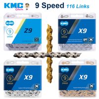 kmc 9s mtb cadena x9sl x9 z9 bicicleta de carretera corriente 116 eslabones 9 velocidades cadenas de bicicleta de montana 9v enlace de alimentacion accesorios de bicicleta